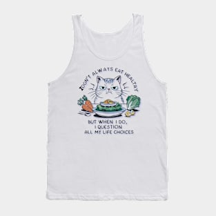 Funny cat eat healthy food Tank Top